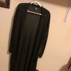 Aerie women’s Long Duster, Sheer black or dark gray size Medium 54” long